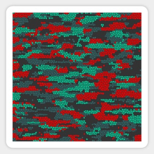 Camo Pattern - Red Teal Sticker